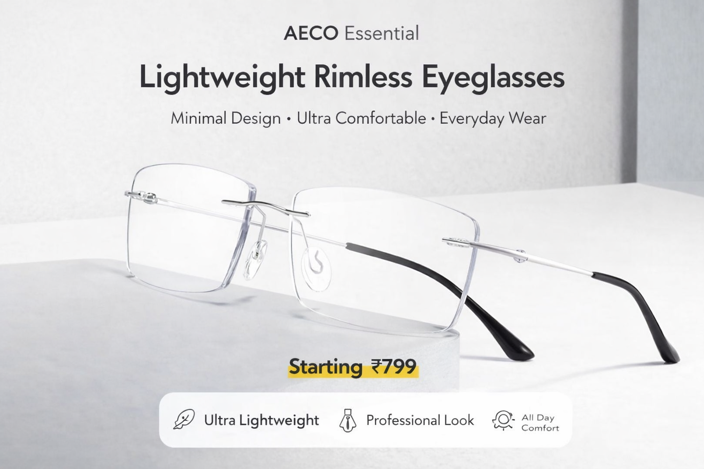 Lightweight Rimless - Flexible (Custom Shape)